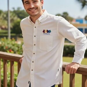 Vintage Walt Disney World 4 Park Sorcerers Hat Mens Large Button Shirt NWT